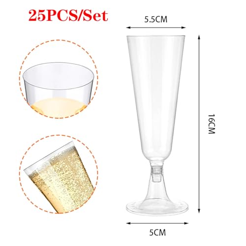 25 copas de champán de plástico desechables reutilizables de 170 ml de capacidad 3