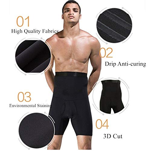 LELEBEAR Men's Tummy Control Shapewear Shorts High Waist Slimming Anti-Curling Underwear Body Shaper Seamless Boxer Brief3