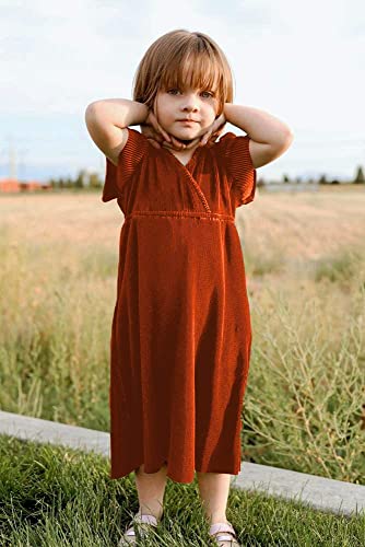 Moagis Toddler Baby Girls Midi Dresses Boho Fall Party Dress For Little Girls 3T Caramel #TOP2