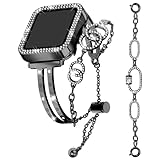 JOYOZY Cinturino e custodia con strass per Apple Watch da 44 mm, da donna, elegante, sottile, in metallo, con strass, per iWatch serie 6/5/4/SE