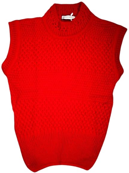 Sleeveless Knitted Pullover Sweater, Crew Neck, Marled Pattern, Size Free for Ladies, Adult and ect... RED