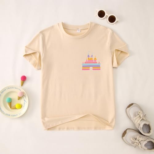 Image of CM C&M WODRO Magic Kingdom Shirt for Kid Castle Graphic T-Shirt Girls Holiday Fairy Tale Tee Summer Casual Short Sleeve Tops