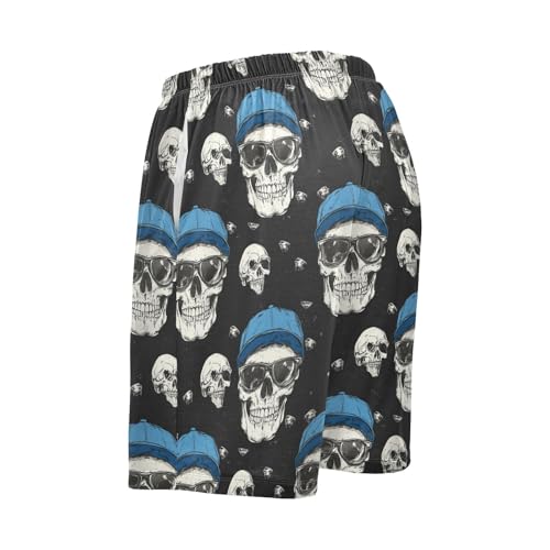 Men's Pajama Bottoms, Skull Pajamas Shorts Short Sleep Pants Lounge Wear Sleepwear Pjs3