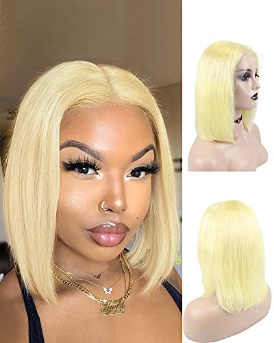Ederra Blonde Bob Wig Human Hair, 13x4x3 Short & Long Blonde Wig, 613 Lace Front Wig Human Hair, Blond Wig, 613 Frontal Wig, Short Bob Wig, 10A Grade, 150% Density, Brazilian, 10 inch