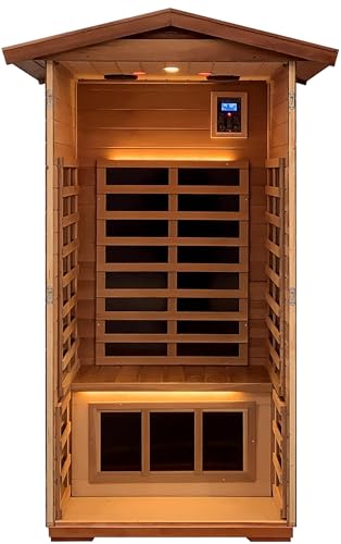 Image of LTCCDSS Ultra-Low EMF Outdoor Sauna 1 Person, Red Cedar Far Infrared Sauna, EMF Average 0.5 mG Reading, Withstand Outdoor Temp -10℉-149℉| Sauna Room for Home