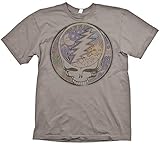 Ripple Junction Grateful Dead Men's Short Sleeve T-Shirt Steal Your Face Psychedelic Sun & Moon Stealie Silver Medium