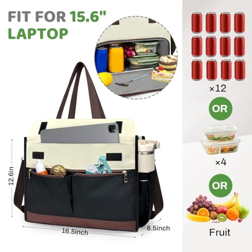 Image of ZORBES Women Tote Bag 2 in 1 Fashion Fabric Outdoor Shoulder Tote for Everyday Multifunctional Use with Insulated Lunch Compartment and Adjustable Removable Shoulder Strap - Stylish Durable Design