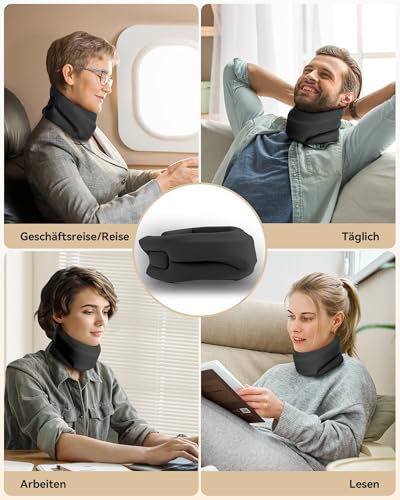 BETOVIN Nackenstütze gegen Nackenschmerzen, Weiche & Verstellbare Halskrause für Schlafen, Neck Support zur Unterstützung der Halswirbelsäule Druckentlastung, für Frauen und Männer(Schwarz, M)