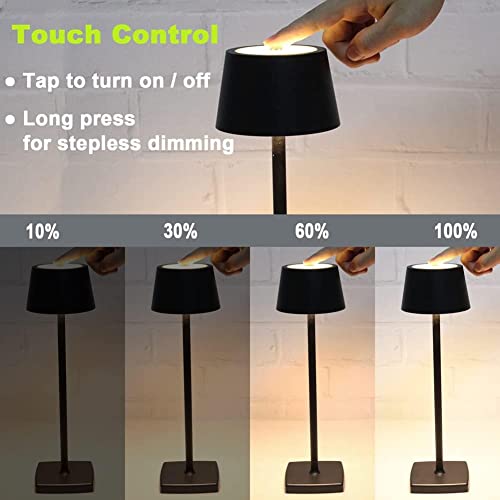 Image of Xergy Portable Metal Desk Lamp - 3 Color Touch Control, USB Rechargeable, 3-Level Brightness, Room Decor, Bedside Light, Night Light, Dining Room (Gold) - LED