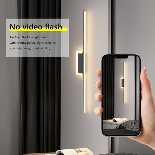 Lámpara de pared larga LED negra iluminación interior para sala de estar 3