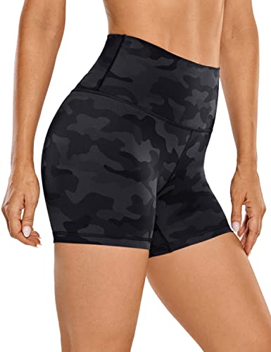 CRZ YOGA Femme Short Cycliste Sport Décontracté Legging De Yoga Sport Taille Haute Pantalon - 10cm Camouflage Gris foncé 38