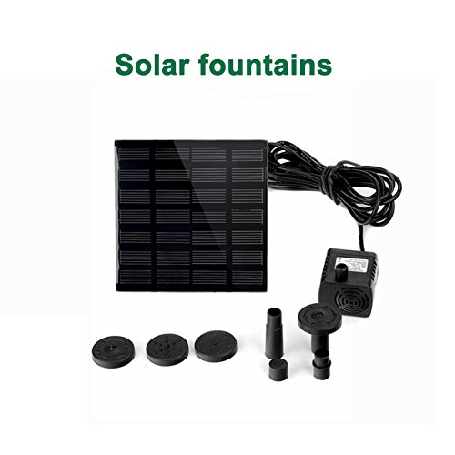 Ocamo Solar Powered Fountain Pump - 7V Submersible Pump For Garden Ponds, Bird Baths & Small Water Features (Includes Nozzles)