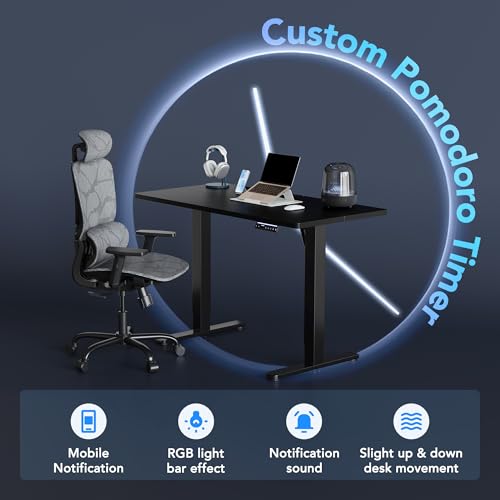 HUANUO AI-Powered Electric Standing Desk with Smart APP, Compatible with Alexa & Google, Adjustable Height, 6 Memory Settings, Sedentary Reminder, Ergonomic Sit-Stand Desk, 32-inch, Black - Image 5