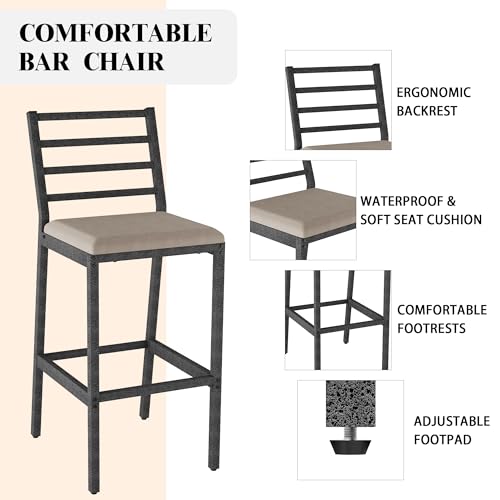Sunnibety SB-PATIOBARSET-3PCS Outdoor Patio Bar Set, 55 Inch Rectangular Pub Height High Top Bar Table thumb #3