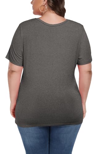 Image of ForHailey Women's Plus Size Short Sleeve Tee Shirt V Neck Basic Ladies Loose Fit T Shirt 1X-5X