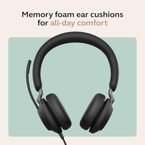 Image of Jabra Evolve2 40 SE (2026 Version) Wired Stereo Noise-Cancelling Headset - Features 3-Microphone Call Technology and USB-C /A Cable - MS Teams Certified, Works with All Platforms - Black