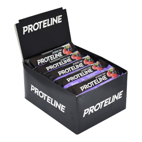 Eiwitrepen Bosbessensmaak 24 × 40 g – Proteïnereep met bosbes en cacao glazuur – 26% eiwit – PROTELINE