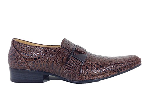 Men's Dress Loafers Elastic Slip on with Buckle Fashion Shoes Runs Half Size Big(Toni)2