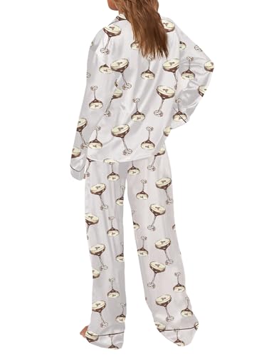 Image of SHESHOW Satin Pajamas for Women Set Long Sleeve Button Down Sleepwear 2 Piece Nightwear Women Pjs Sets Size XS-XXL