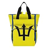 Bolsa de pañales multifunción impermeable bolsa de pañales mochila niña para compras casuales viajes bandera de Barbados, Varios colores, 1 size, Moderno / Equipada