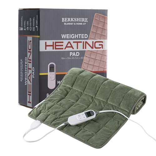 Image of Berkshire Blanket Weighted Heating Pad - 18 inchx33 inch Electric Heat Wrap with 10 Heat Settings & Auto Shut Off - Soothing Heat Wrap for Back, Neck, Shoulders, Legs, Abdomen - Machine Washable & Portable