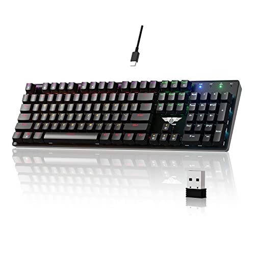 Newmen Gm335 Hot Swappable Mechanical Keyboard Wireless 2.4Ghz/Wired Usb C Gaming Keyboard Anti-Ghosting Led Backlit Wireless Ergonomic Mechanical Keyboard For Mac Windows Pc Gamer(Red Switch) #TOP5