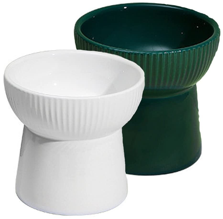 Image of PETANGEL 2 Pcs Ceramic Cat Food Or Water Bowl, Raised Cat Feeder Dishes with Stand, Elevated Pet Food Bowl for Cats and Small Dogs, Stress Free Backflow Prevention & Reduce Neck Burden