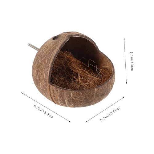 Image of Kisangel Coconut Shell Bird Nest Parrot House for Cage with Exercise Space Bird Bed for Breeding Suitable for Lovebirds Parakeets 5.31X5.31X5.11 Inches