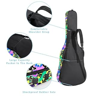 Housse imperméable en tissu Oxford pour guitare acoustique avec bandoulière et poches, motif graffiti tendance, 109 x 42,9 x 11,9 cm, Multicolore., 42.9×16.9×4.7 in, Sac de transport tendance pour - Les Beatles, Paul McCartney, John Lennon, RIngo Starr, George Harrison Housse imperméable en tissu Oxford pour guitare acoustique avec bandoulière et poches, motif graffiti tendance, 109 x 42,9 x 11,9 cm, Multicolore., 42.9x16.9x4.7 in, Sac de transport tendance pour – Image 3