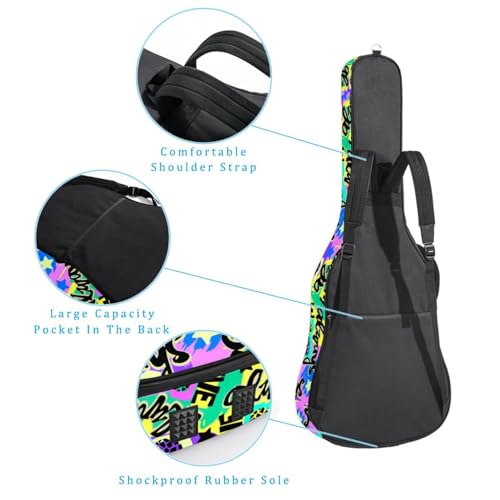 Housse imperméable en tissu Oxford pour guitare acoustique avec bandoulière et poches, motif graffiti tendance, 109 x 42,9 x 11,9 cm, Multicolore., 42.9×16.9×4.7 in, Sac de transport tendance pour - Les Beatles, Paul McCartney, John Lennon, RIngo Starr, George Harrison Housse imperméable en tissu Oxford pour guitare acoustique avec bandoulière et poches, motif graffiti tendance, 109 x 42,9 x 11,9 cm, Multicolore., 42.9x16.9x4.7 in, Sac de transport tendance pour – Image 4