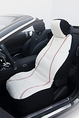 Image of Eurow Varsity Sports PVC Vinyl Seat Cover with Headrest, Universal Fit for Cars, Trucks, SUVs, Water & Scratch Resistant, Easy Install, Sport Design, Compatible with Low-Back Seats & Airbags, Baseball