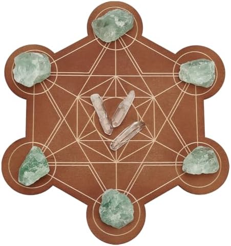 FINGERINSPIRE Wooden Crystal Grid Board 10-inch Hexagon Metatron'...