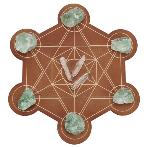 FINGERINSPIRE Wooden Crystal Grid Board 10-inch Hexagon Metatron's Cube - Sacred Geometry Energy Kit for Witchcraft Ritual and Sacred Space Decor