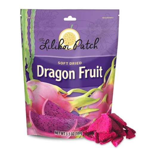 Nakihalani Farm Dried Fruits Snacks Dragonfruit 3.5 oz - Soft Chewy, Healthy Dried Fruit for Adults & Kids - Organic non-GMO, gluten free, & low calorie - Sugar Free Snacks in a resealable bag