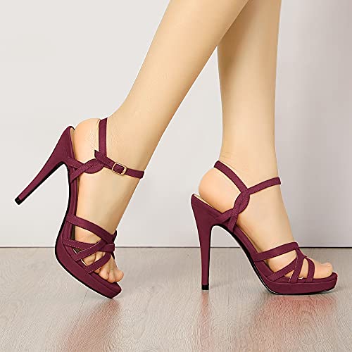 Allegra K Women's Strappy Platform Heels Stiletto Heel Sandals2