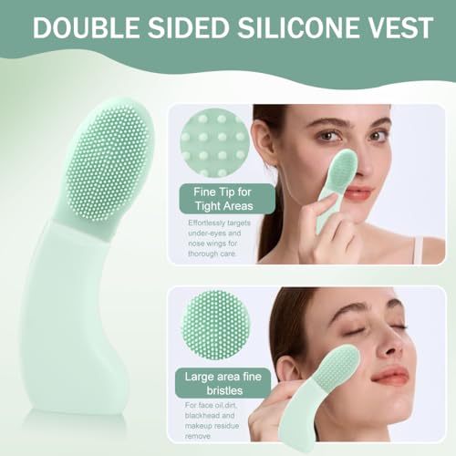 Image of MAYCREATE 3-in-1 Blackhead Remover Tool, Blackhead Scraper with Double-Sided Silicone Face Cleansing Brush, Deep Pore Cleaner for Nose, Chin & Facial Exfoliation