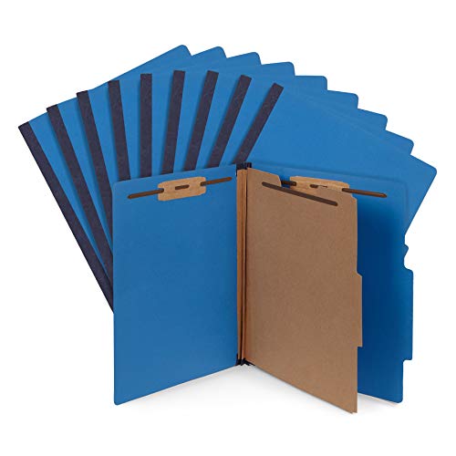 10 Dark Blue Classification Folders - 1 Divider - 2 Inch Tyvek Expansions - Durable 2 Prongs Designed To Organize Standard Medical Files, Office Reports - Letter Size, Dark Blue, 10 Pack #TOP5