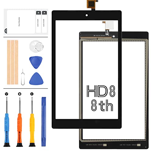 Touch Screen Digitizer Replacement for Amazon Kindle Fire HD8 HD 8 8th Gen 2018 L5S83A 8.0 INCH Touch Sensor Glass Lens Repair Part Kits with Free Tools Set (No LCD)