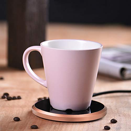 Image of Coffee Mug Warmer - KRGMNHR 18Watt Auto Shut Off Cup Warmer for Home Office Desk Use, Electric Beverage Warmer Heating Plate for Cocoa,Tea, Water, Milk, Rose Gold