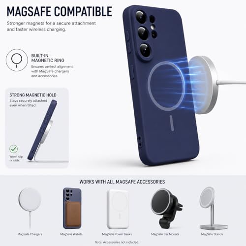 Image of DIZORO Microfiber Candy Case Compatible for Samsung S26 Ultra 5g Magnetic Silicone Case, Compatible with MagSafe Shockproof, Anti-Scratch Soft Non-Slip Full Body Protective Back Cover (New Blue)