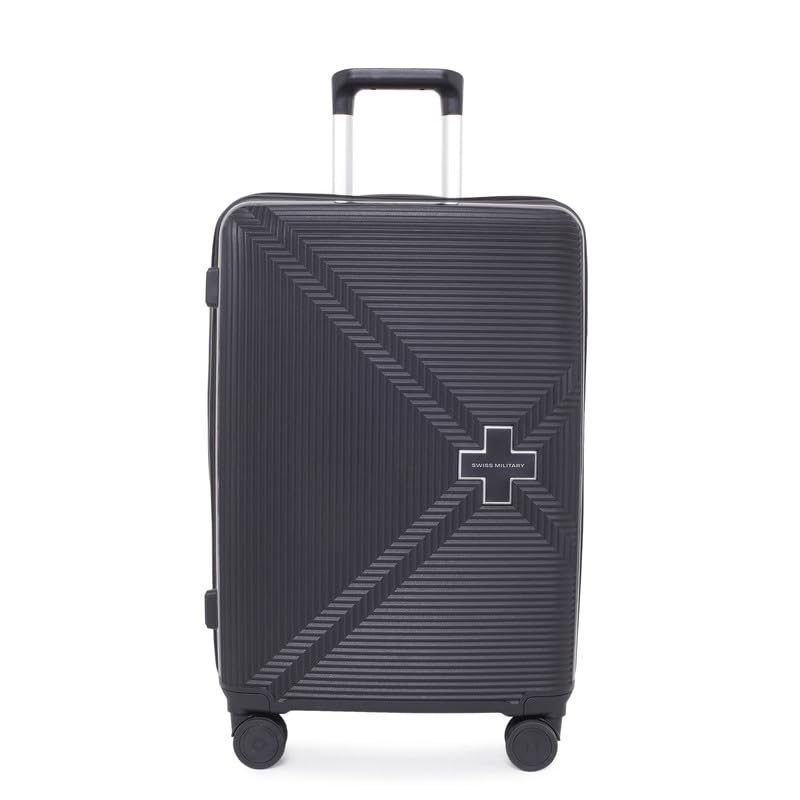 Image of SWISS MILITARY Maze 75CM Hard Trolley Bag, 106L Large Polypropylene Luggage, TSA Lock, 360 Dual Wheels, Anti-Theft Zipper, Branded Interior, Strong Handle, Long Trip Travel Suitcase, 5-Year Warranty