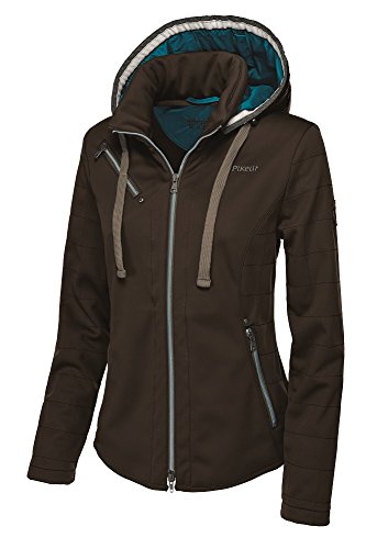 Chaqueta softshell Pikeur Campera de mujer: protección con capucha desmontable marrón oscuro