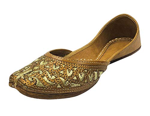 Image of Ladies Copper Punjabi Jutti Ethnic Mojari Handmade Leather Indian Jooti