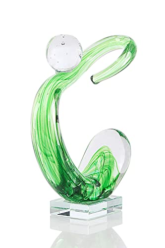 Oisegop Handmade Creative Gift Glass Sculpture, Home Decor Modern Abstract Art Statue, Living Room, Office Paperweight, Bookshelf Desktop Figurines, Green #TOP5