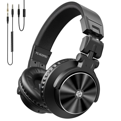 Ortizan Over Ear Kopfhörer mit Kabel, Studio Kopfhörer, Professionelle DJ Headphones 40-kHz-Hi-Res-Stereo, 1/4- bis 3,5-mm-Audiobuchse für Aufnahmen/Mixing/Podcasts/Gitarre/Handy/PC