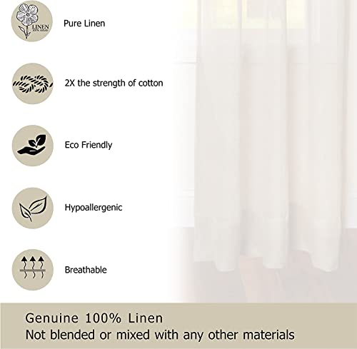 Cotton Craft Pure Linen Window Panels - One Pair Genuine Luxurious 100% Linen Rod Pocket Window Curtains - Generous 6 Inch Hem Hand Crafted Hand Stitched Sheer Linen Panels - 54 X 84 - Ivory #TOP6