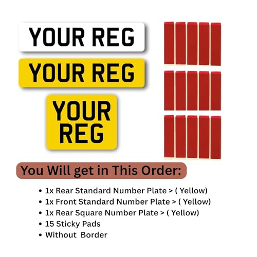 2D,3D,4D Registration Number Plates with Double Sided Sticky Pads, Premium Quality 100% MOT/ROAD Legal Car Number Plates Pair UK- Passed Plates`(Standard - Square) - Image 2