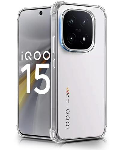 Image of WOW IMAGINE Ultra-Hybrid Crystal Clear Back Case for iQOO 15 5G | Shockproof Design | Camera Protection Bump | Hard Mobile Back Cover with Cushioned Edges - Transparent
