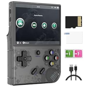 RG35XX Plus Retro Video Handheld Game Console 3.5 in IPS Screen Linux OS 64G TF Card with 5500 Classic Games Built-in 3300mAH Battery Compatible with 5G WiFi and Bluetooth 4.2(Black T)