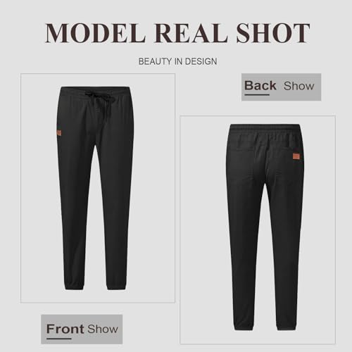 Men's Cotton Twill Joggers - Drawstring Cargo Pants, Casual Multi-Pocket Design3